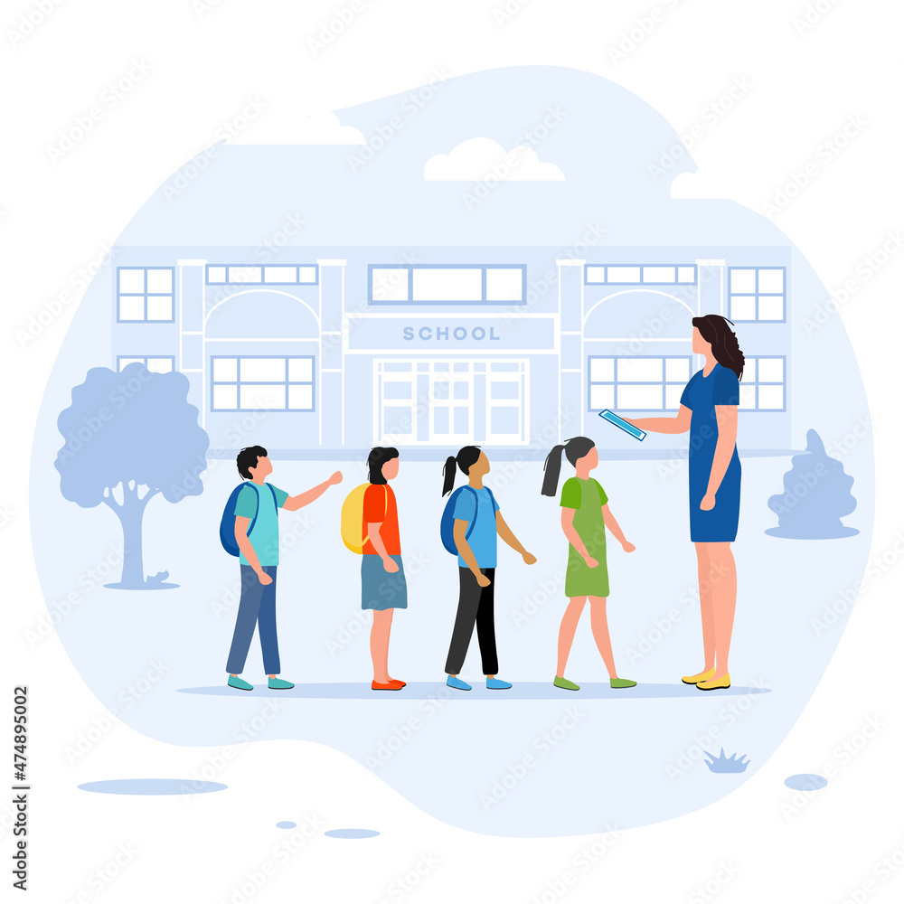 Back to school Children Elementary Pupil Teacher Back to school Children Elementary Pupil Teacher