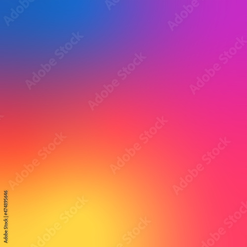 Instagram background. Colored social network background. Bright gradient. Raster illustration made with gradient colors.
