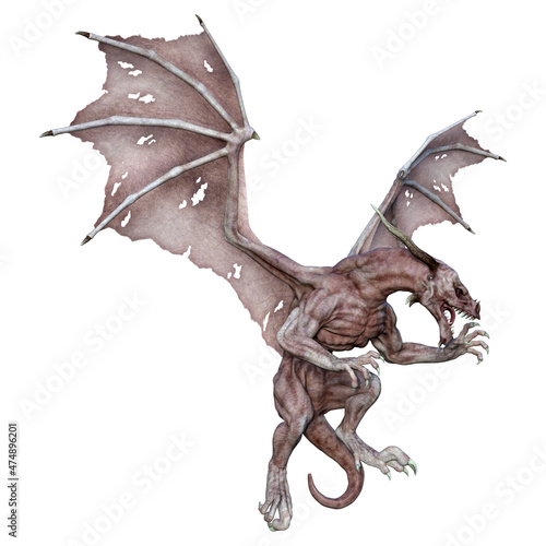 3D Rendering Fairy Tale Dragon on White