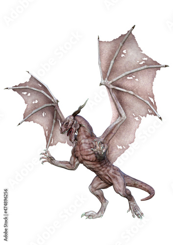 3D Rendering Fairy Tale Dragon on White