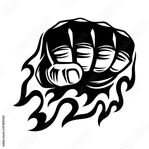 Fire fist sport icon on white background.