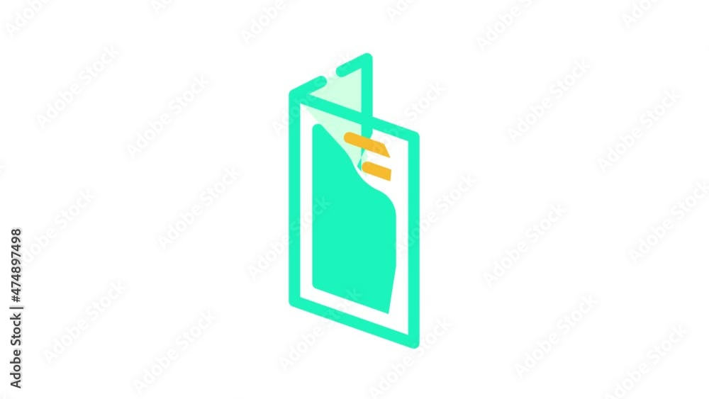 cutout booklet animated color icon cutout booklet sign. isolated on white background cutout booklet animated color icon cutout booklet sign. isolated on white background