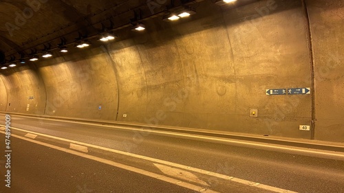 Inside the road tunnel in Schirmeck in France