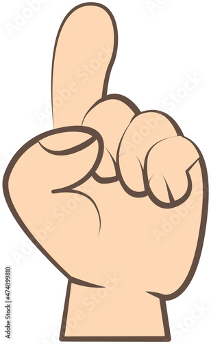 Attention hand gesture color icon. Index finger. Point up gesture. Isolated vector illustration number one sign. Human hand making pointing symbol, direction sign showing course, exclamation