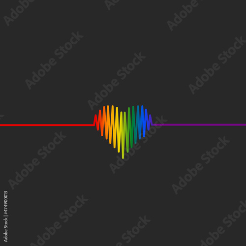 Heart cardiogram icon vector. Heart color symbol. Vector illustration. LGBT color.