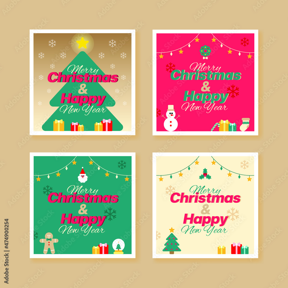 Set of Cute Merry Christmas Happy New Year Santa Claus Gingerbread man Christmas Tree Snow Globe Gift Snowman Wreath Sock Candy Cane Present Christmas Wreath Snowflake Star Decorative light Square Set of Cute Merry Christmas Happy New Year Santa Claus Gingerbread man Christmas Tree Snow Globe Gift Snowman Wreath Sock Candy Cane Present Christmas Wreath Snowflake Star Decorative light Square