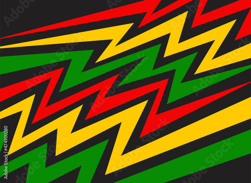 Simple background with gradient zigzag line pattern and with Jamaican color theme