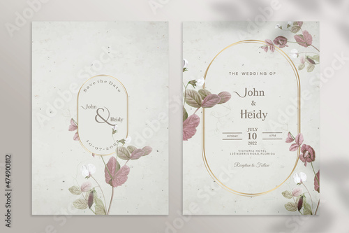Double Sided Vintage Wedding Invitation Template