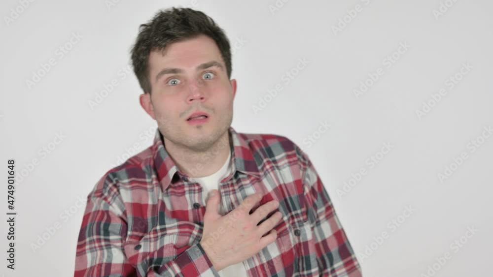 Portrait of Young Man Feeling Scared, Frightened Portrait of Young Man Feeling Scared, Frightened