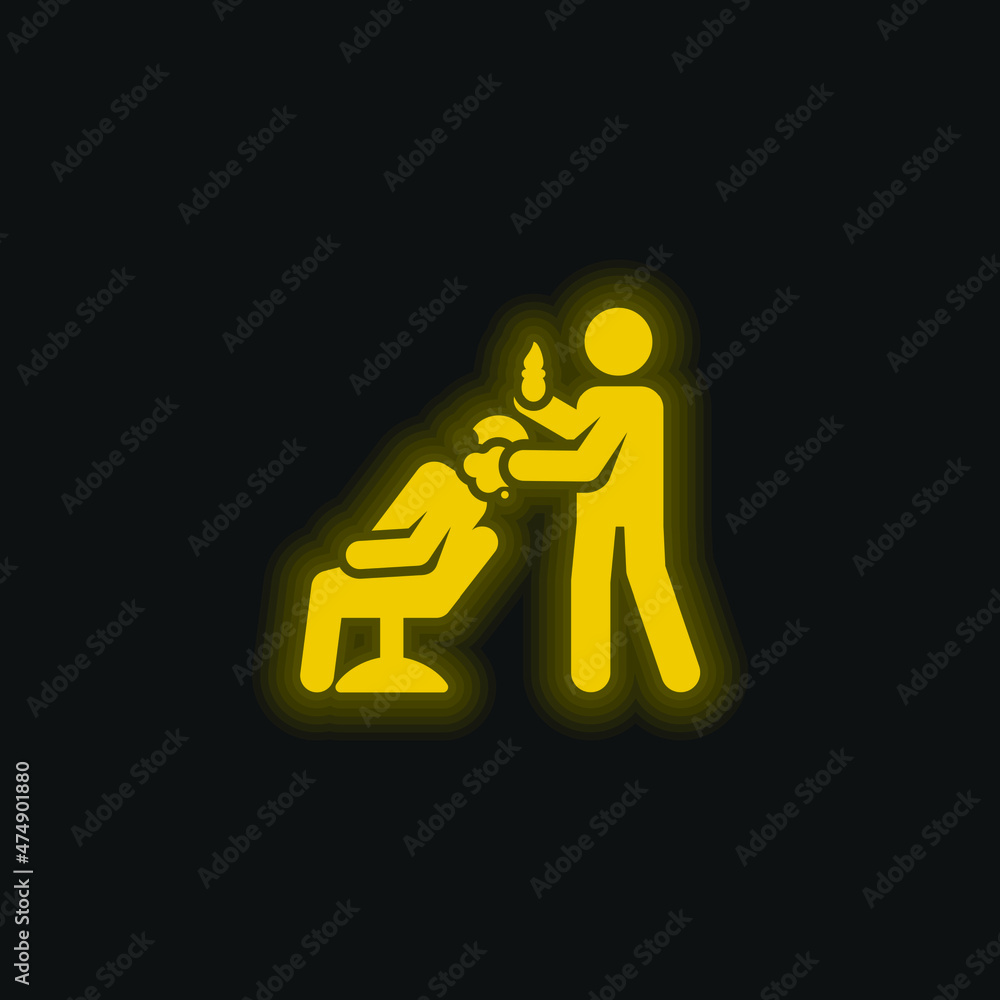 Barber yellow glowing neon icon Barber yellow glowing neon icon