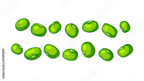 Pile of mung beans. Vector set. Green maash shape