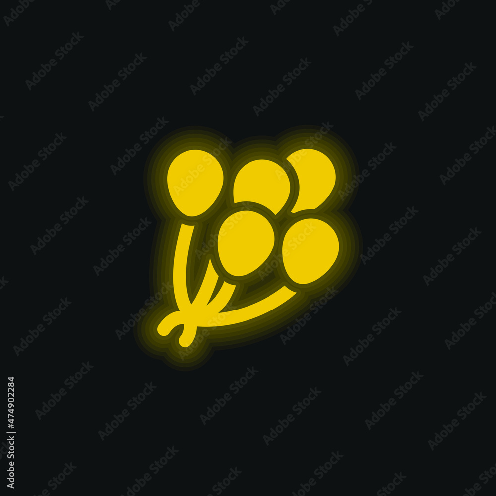 Balloons yellow glowing neon icon Balloons yellow glowing neon icon