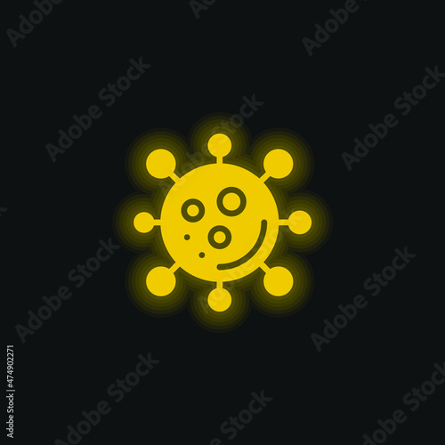 Bacteria yellow glowing neon icon