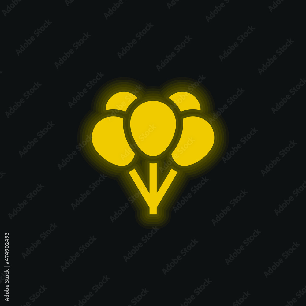 Balloons yellow glowing neon icon Balloons yellow glowing neon icon
