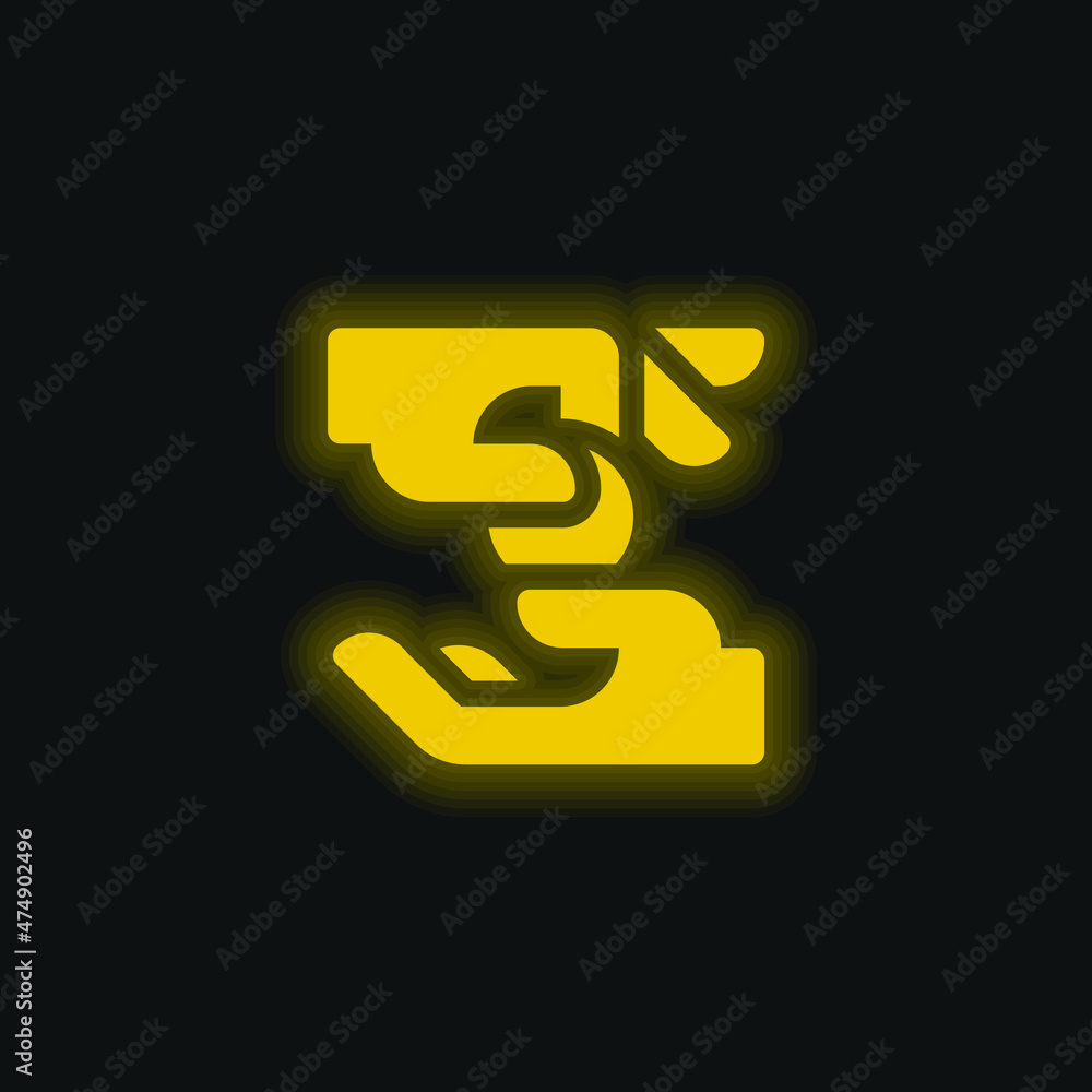 Alms yellow glowing neon icon Alms yellow glowing neon icon