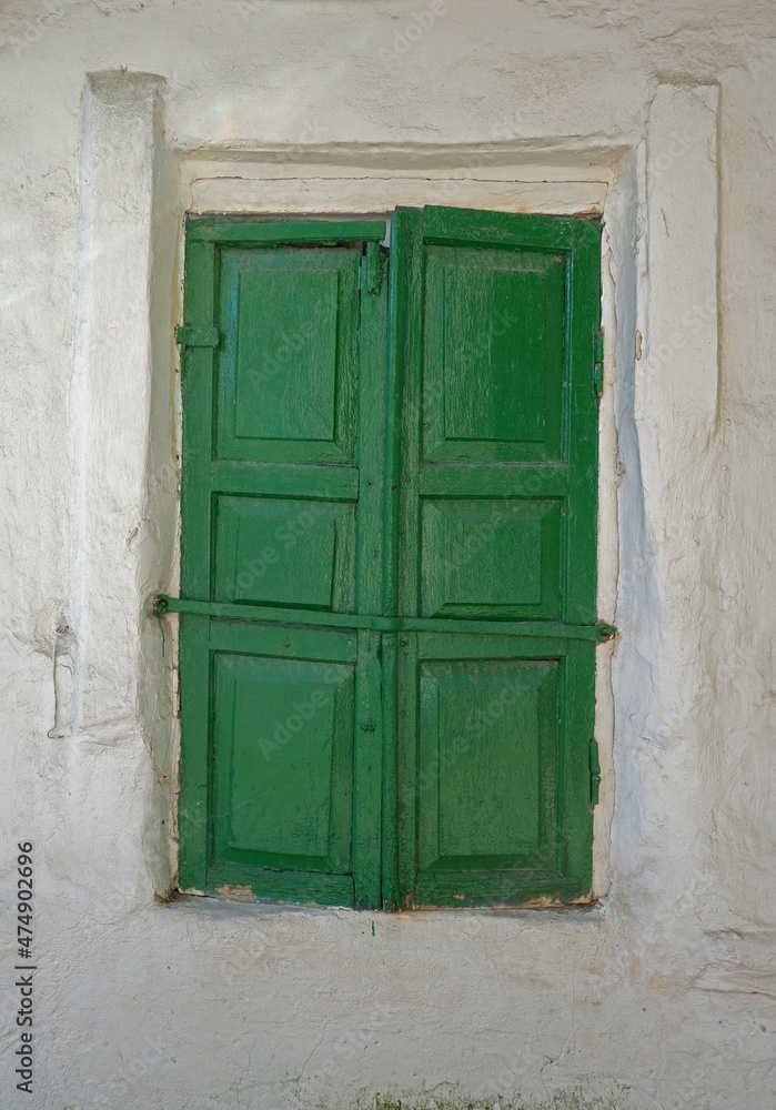 Green wooden window