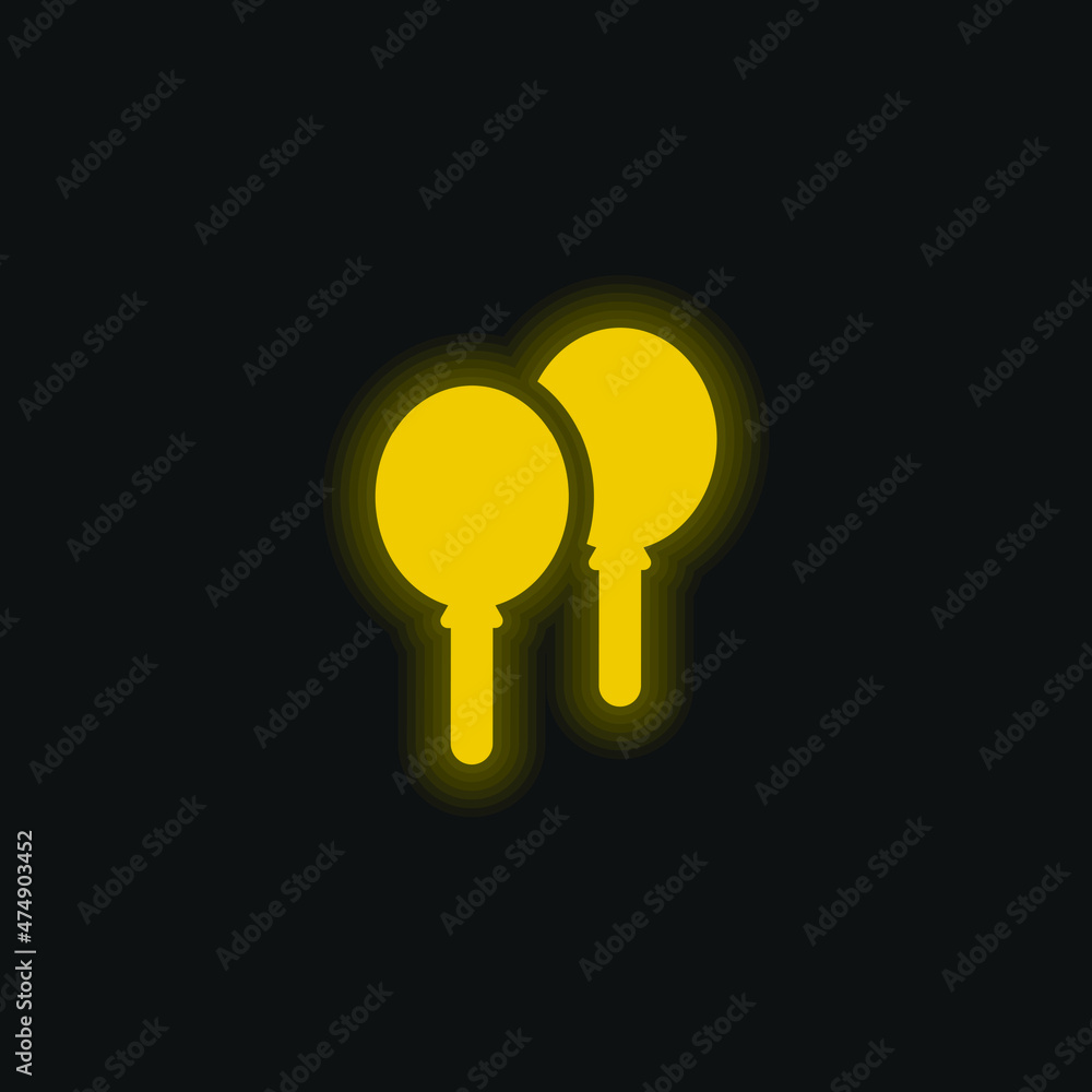 Balloons yellow glowing neon icon Balloons yellow glowing neon icon