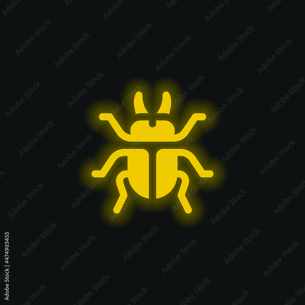 Beetle yellow glowing neon icon Beetle yellow glowing neon icon