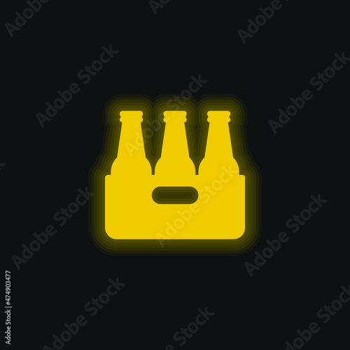 Beer yellow glowing neon icon