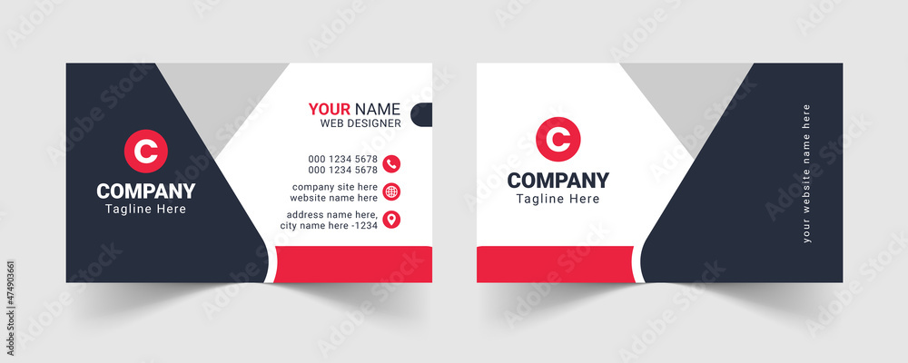 Red modern business card design template, Clean professional business card template, visiting card, business card template.