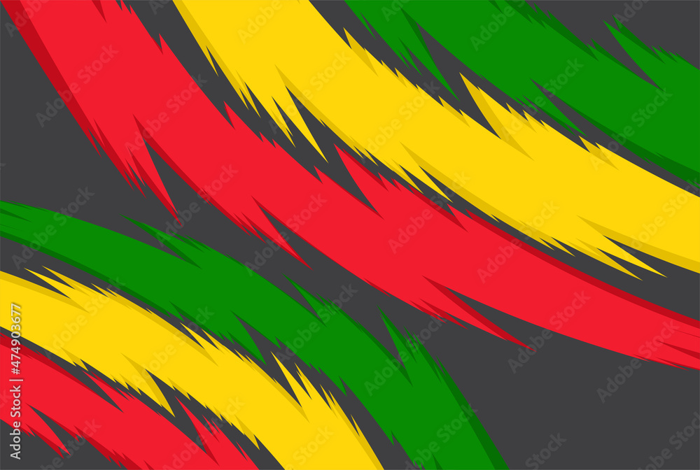 Obraz premium Abstract background with sketch pattern and with Jamaican color theme