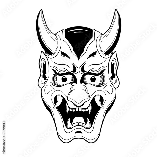 hannya mask tattoo japanese tattoo kabuki mask line vector art