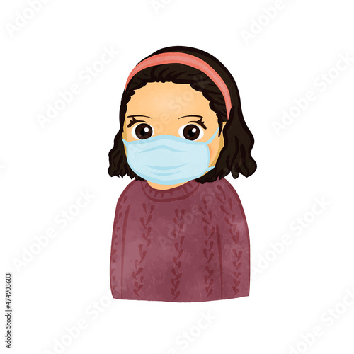 Girl wearing a mask wearing a sweater Asian Ver