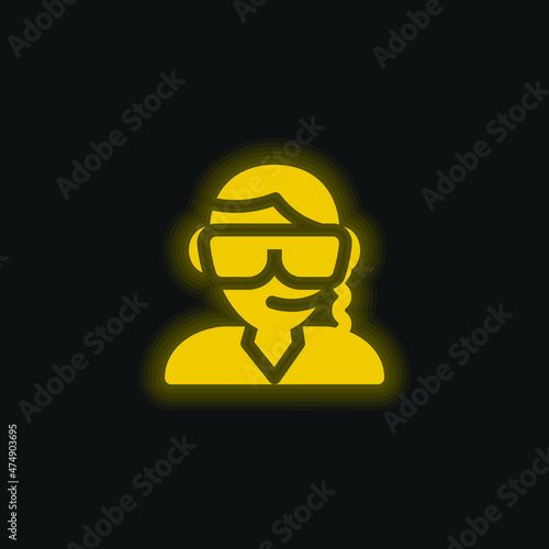 Bodyguard yellow glowing neon icon