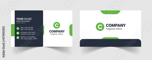 Green corporate business card template, Modern business card design template, Clean professional business card template, visiting card, business card template.