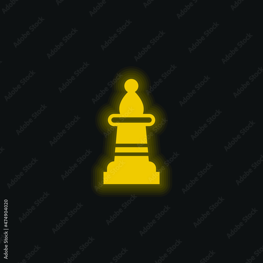 Bishop yellow glowing neon icon