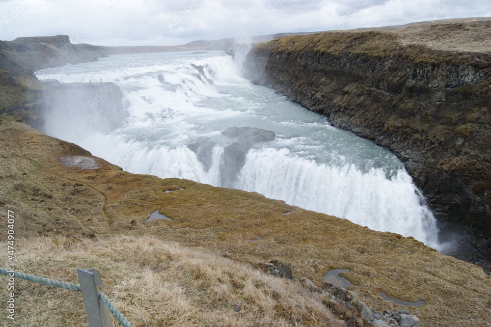 Island Wasserfall, Gullfoss, Island Wasserfall, Gullfoss,