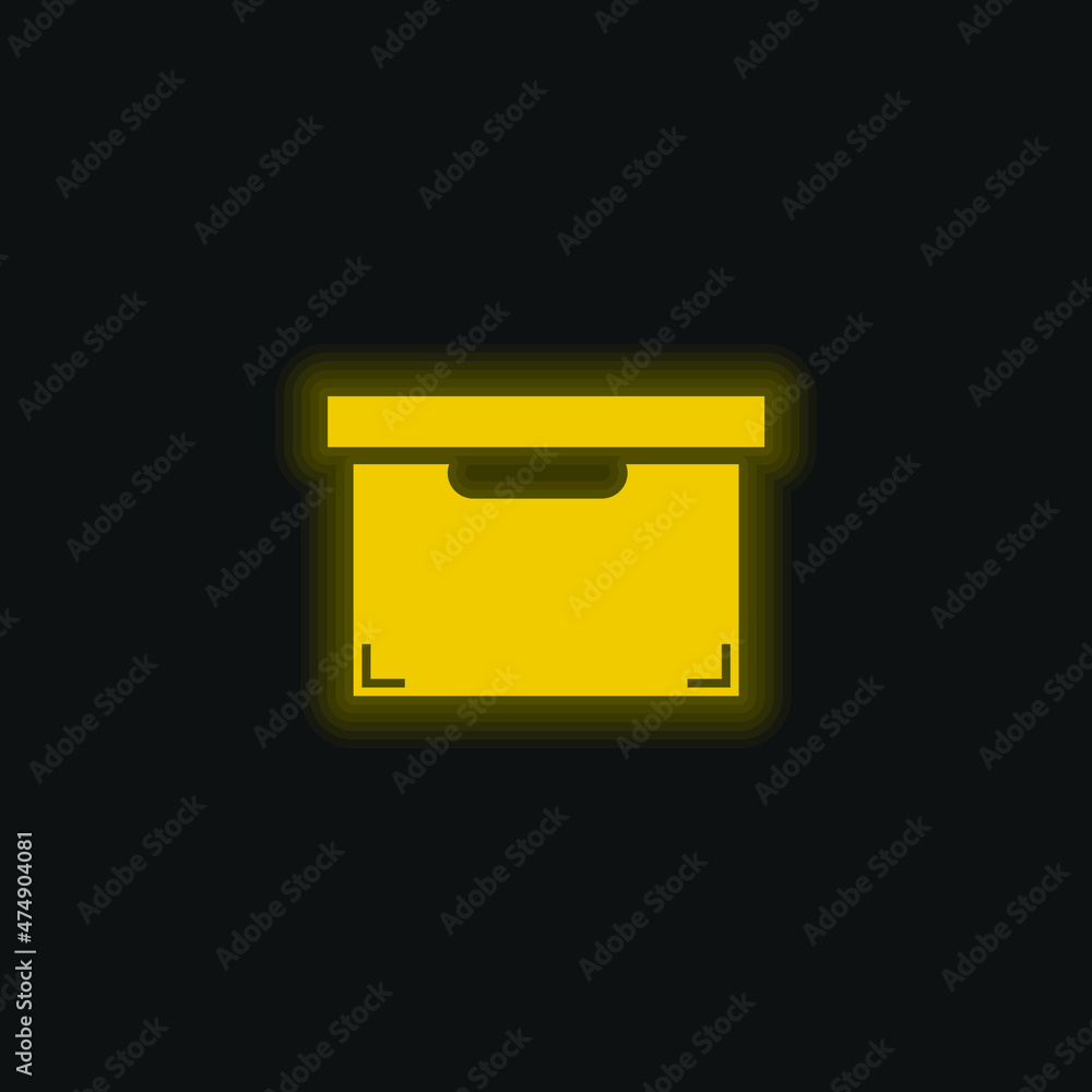 Black Box For Storage And Organization Of Things yellow glowing neon icon Black Box For Storage And Organization Of Things yellow glowing neon icon