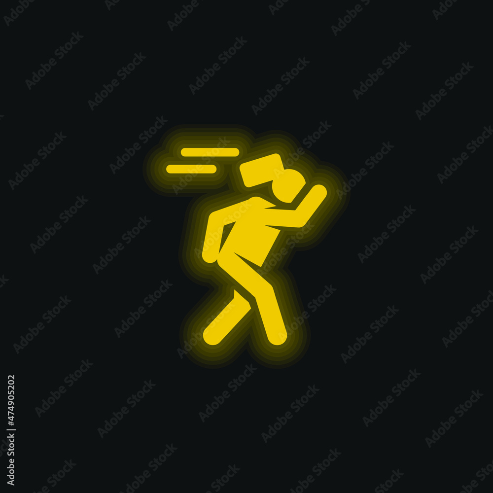 Accident yellow glowing neon icon Accident yellow glowing neon icon