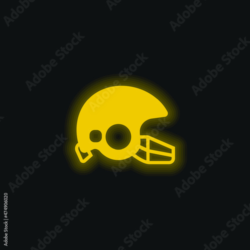 American Football yellow glowing neon icon