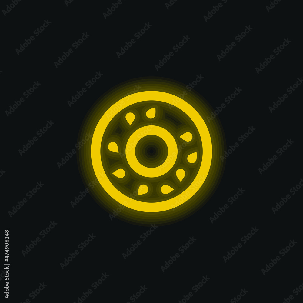 Bagel yellow glowing neon icon Bagel yellow glowing neon icon