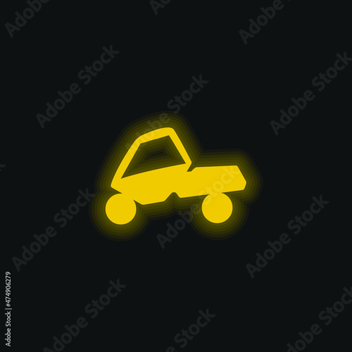 Adventure Sport On A Car yellow glowing neon icon