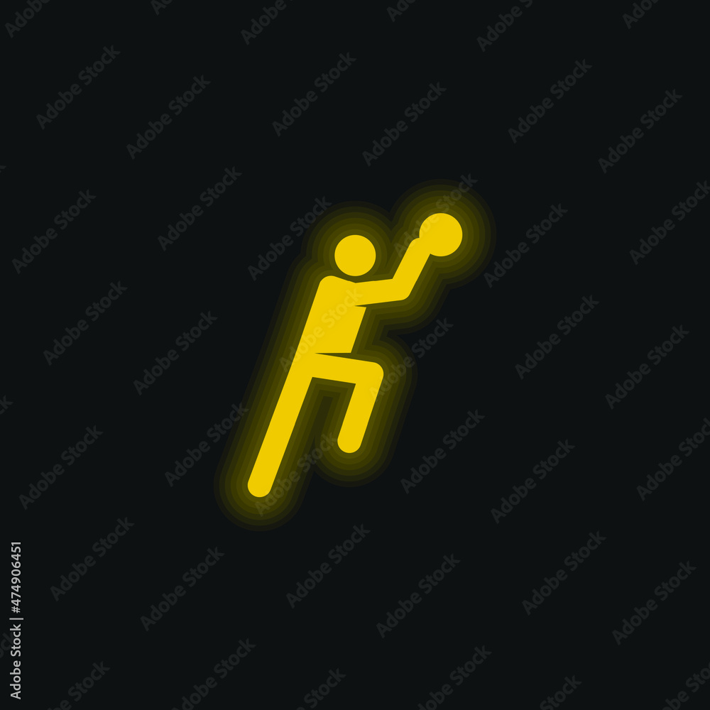 Basketball Player yellow glowing neon icon Basketball Player yellow glowing neon icon