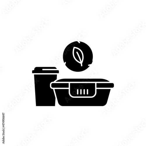 Eco recycled tableware color line icon. Pictogram for web page, mobile app
