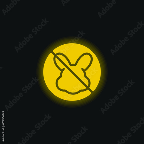 Animal Cruelty yellow glowing neon icon