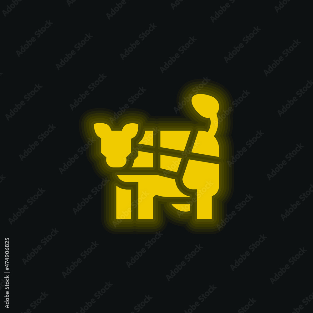 Beef yellow glowing neon icon Beef yellow glowing neon icon