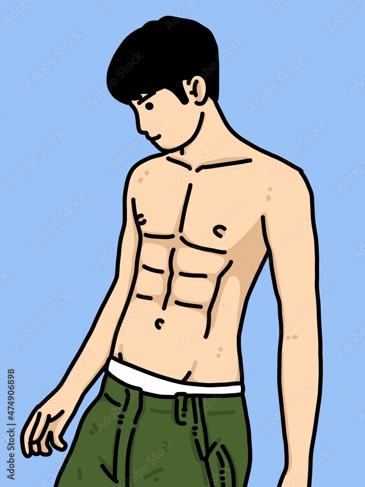 Fototapeta premium cute man cartoon on blue background