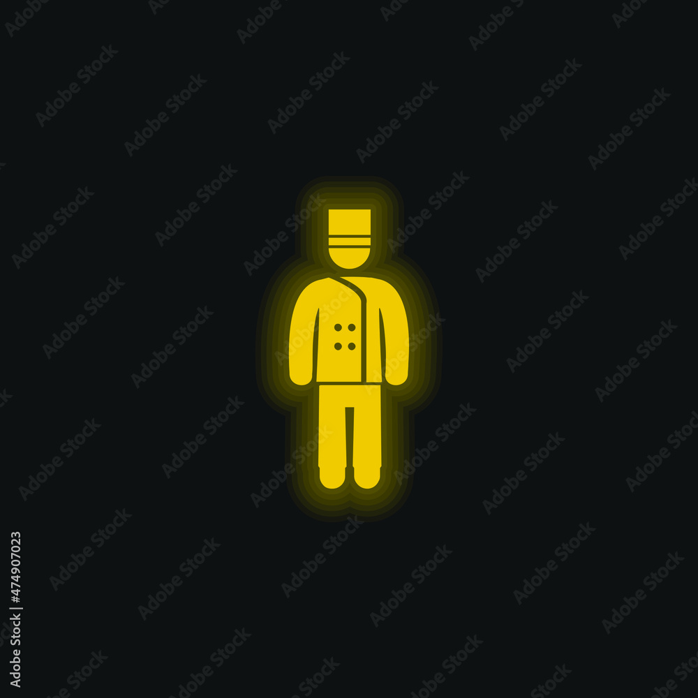 Bellhop yellow glowing neon icon Bellhop yellow glowing neon icon