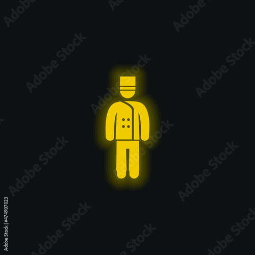 Bellhop yellow glowing neon icon