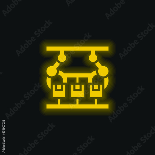 Assembling yellow glowing neon icon