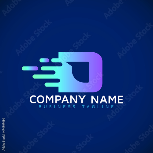 Letter D Speed motion fast Logo Design initial letter d icon Element