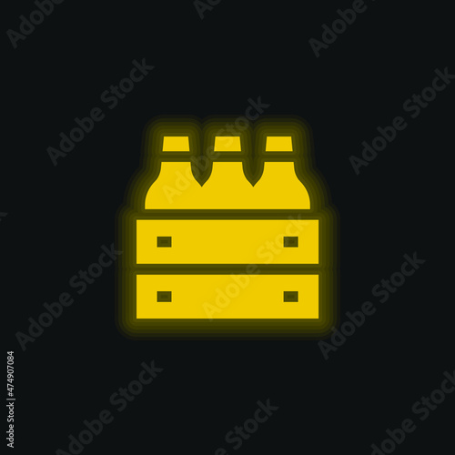 Beer yellow glowing neon icon