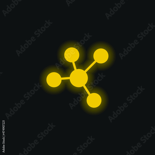 Atom yellow glowing neon icon