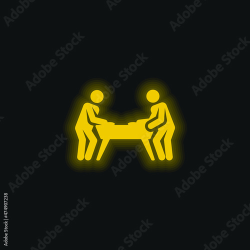 Air Hockey yellow glowing neon icon