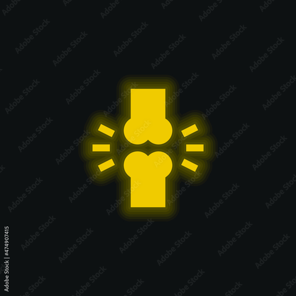 Obraz premium Bones yellow glowing neon icon