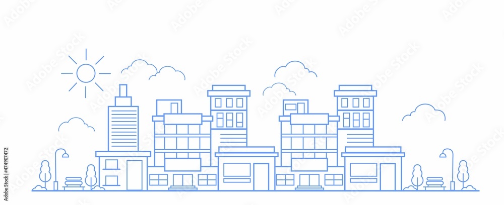 line city. Construction business concept with houses. vector illustration